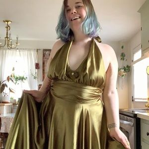 Cumbia USA Olive Green Gown BOUTIQUE PLUS SIZE AS IS